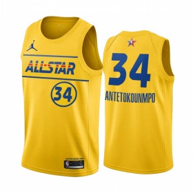 Maillot NBA Milwaukee Bucks Giannis Antetokounmpo 34 2021 All-Star Jordan Brand Gold Swingman - Homme